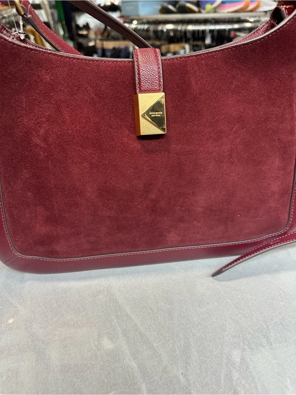 kate spade new york Deco Pebbled Leather & Suede Hobo Bag. New no tag. Color win